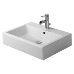 Duravit Vero 452600044 Раковина, шлифованный вариант, без перелива, с 3 отв. под смес., глазурованная задняя стенка, включая крепление, 595x465, цвет: Белый фото