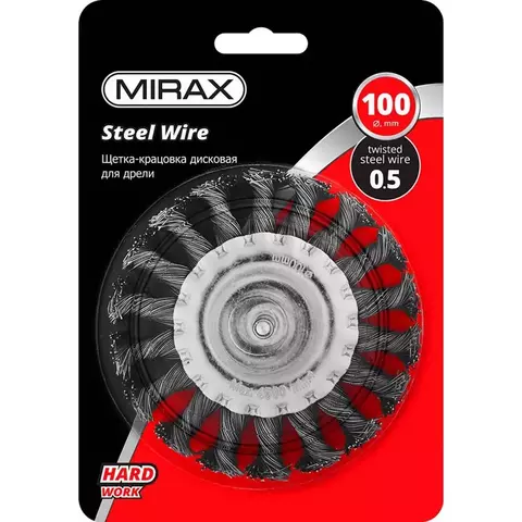 MIRAX  100 / 6 мм, жгутированная стальная проволока 0.5 мм, щетка дисковая для дрели (35146-100)