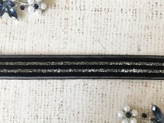 Лента бархатная с люрексом, ш. 1,5 см, чёрный с серебром