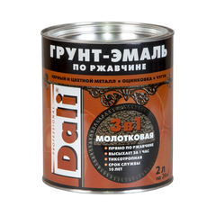 ГРУНТ- ЭМАЛЬ ПО РЖАВЧИНЕ "DALI" 3 В 1 МОЛОТКОВАЯ КОРИЧНЕВАЯ 2 Л (6) "РОГНЕДА", 20462