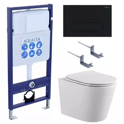 Aquatek Вега SET AQUATEK ВЕГА cmp-017 Инсталляция с унитазом и клавишей, цвет: белый