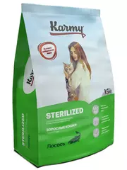 Сухой корм Karmy Sterilized для стерилизованных кошек, лосось, 1.5 кг