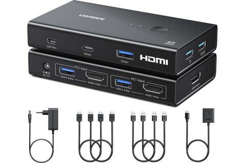 Переключатель  UGREEN AK502 (45452) HDMI 2.0 KVM Switch 2 In 1 Out - Black