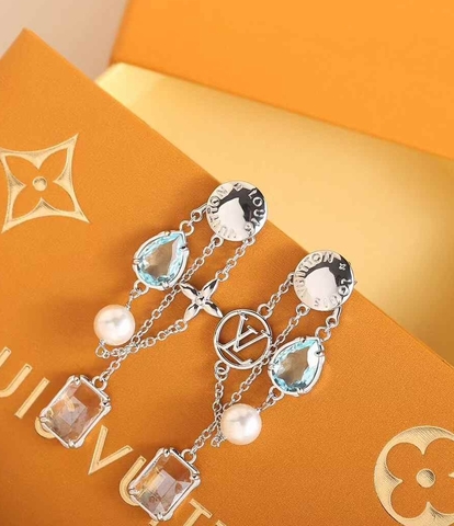 Серьги из латуни в стиле LOUIS VUITTON вставки муранское стекло