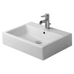 Duravit Vero 452600060 Раковина, шлифованный вариант, с перел., без отв. под смес., глазурованная задняя стенка, включая крепление, 595x465, цвет: Белый фото