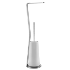 Gessi Cono 45633#031 Стойка с держателем для туалетной бумаги и ершиком, белая, цвет: хром фото