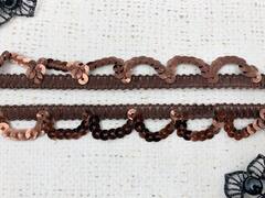 Тесьма с пайетками, ш. 1,5 см, коричневый