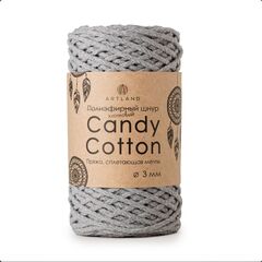 Плетёный шнур Candy cotton 3 мм, без сердечника, 300 гр, 90% х/б, 10% п/э, 120 м, св.серый