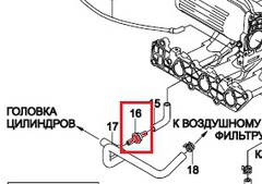 КЛАПАН ВЕНТИЛЯЦИИ КАРТЕРА MATIZ, AVEO 1,2 SOHC (С ШАРИКОМ ОДНОСТОРОННИЙ) GM