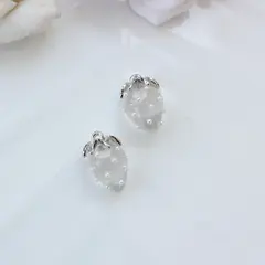 Подвеска Ягода клубника, акрил, прозрачный, посеребрение, 19*12 мм, П1135