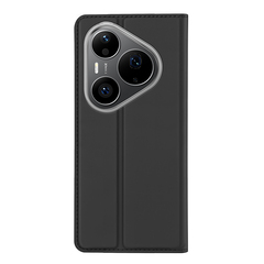 Чехол книжка из кожи черного цвета для Huawei Pura 90 Pro и Pura 90s Pro, серия Skin Pro Series от Dux Ducis