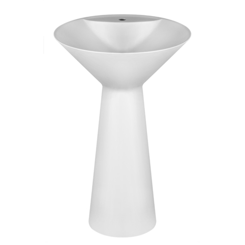 Gessi Cono 45907#521 Раковина напольная из Cristalplant d 46 H 900 мм,без перелива, с 1 отв. под смес, слив в стену, с сифоном и донным клап, цвет матовый белый