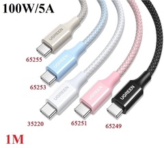 Кабель  UGREEN L502 (35220) USB-C to USB-C PD Fast Charging Braided Cable 5A Max, 1м, белый