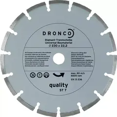 Алмазный сегментированный диск по бетону OSBORN 230 мм Dronco 4230485
