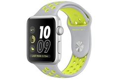 Apple Watch Nike+ 42 мм, корпус из серебристого алюминия, спортивный ремешок Nike цвета листовое серебро/салатовый