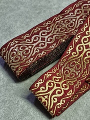 Тесьма жаккард, ш. 3,3 см, бордовый с золотом
