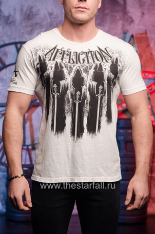 Affliction | Футболка мужская Sean Sherk White Tee Signature Series A467 перед