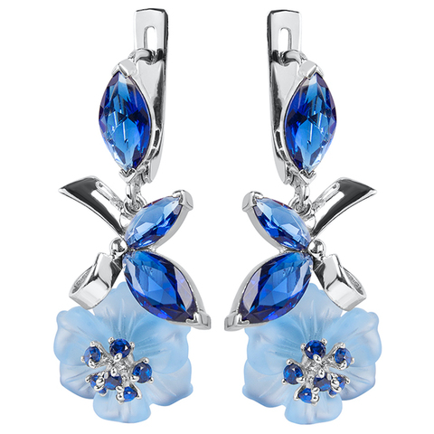 Серьги с фианитом и кварцем Арт.2221гс