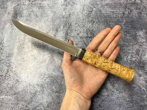 Нож Бурятский средний, 95х18, карельская береза, АиР Златоуст