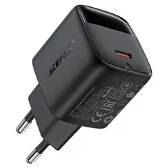 Зарядное устройство ACEFAST A115 set(P3) Fast PD 30W GaN 1*USB-C Wall Charger EU с цифровым экраном и каб USB-C, черный