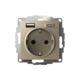 Розетка 16А c 2 USB A+C, 5В/2,4А/3,0А, 2х5В/1,5А - AtlasDesign - шампань — фото 2
