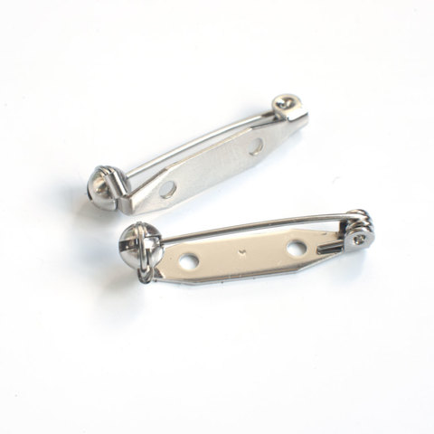 Японская булавка для броши 28 мм с фиксатором иглы, цвет серебро
