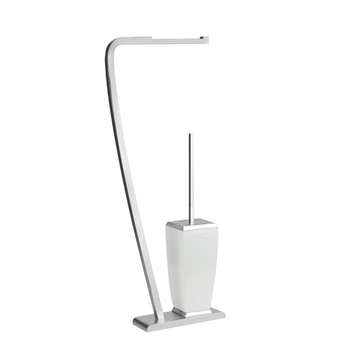 Gessi Mimi 33334#149 Напольная стойка с держателем для туалетной бумаги и керамическим ершиком, цвет: Finox