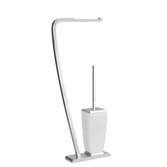 Gessi Mimi 33334#149 Напольная стойка с держателем для туалетной бумаги и керамическим ершиком, цвет: Finox фото