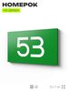 Табличка с номером 53 на дверь квартиры, для офиса, кабинета, аудитории, склада, зеленая 120х70 мм, Айдентика Технолоджи