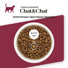Chat&Chat Expert Premium Сухой корм для взрослых кошек (с говядиной и горохом) 900г