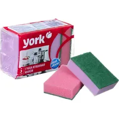 Губка для кухни York Макси поролон 10x7 см с абразивным слоем (5 шт/уп)