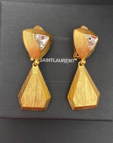 Крупные серьги -клипсы из латуни геометрия YSL