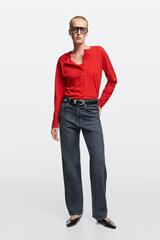 Massimo Dutti Джинсы прямого кроя с высокой талией, средне-синий