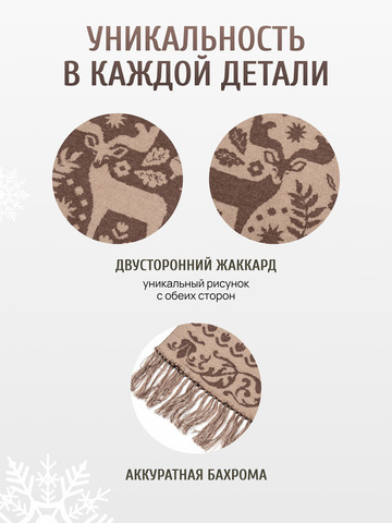 Шарф зимний «Таинственный Лес» коричневого цвета (С бахромой)