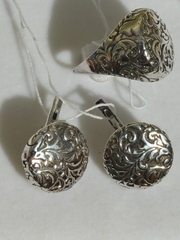 Агата (кольцо + серьги из серебра)