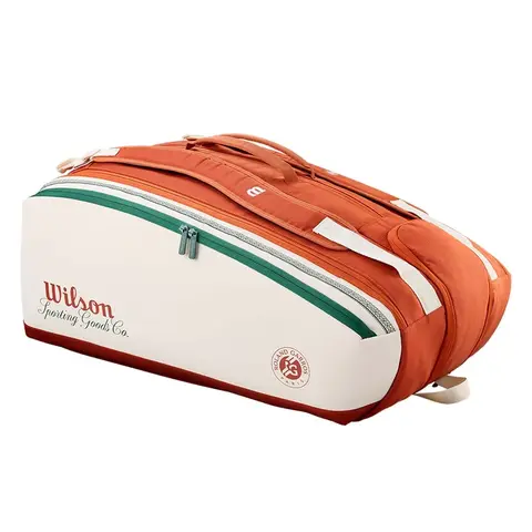 Теннисная сумка Wilson Roland Garros Super Tour 15PK 2026 cream/clay/green (15 ракеток)