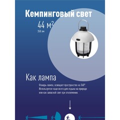 Фонарь светод. кемпинг 10Вт литий-ионный1200мА.ч. тепл. свет диммир USBшнур, KOC618Lit (Космос) 89-0-339
