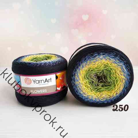 YARNART FLOWERS 250, Серый/зеленый/желтый/синий/черный