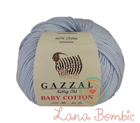 Пряжа Gazzal Baby Cotton 3429 нежно-голубой