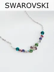 Тонкое колье Млечный путь с разноцветными кристаллами Swarovski