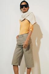 ZARA ДЖИНСОВЫЕ ШОРТЫ СО СРЕДНЕЙ ПОСАДКОЙ — ZW COLLECTION, ХАКИ
