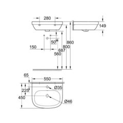 Раковина 55 Подвесная Grohe Euro Ceramic 3933600H