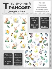 Декупажный пленочный трансфер переводной рисунок 2шт.