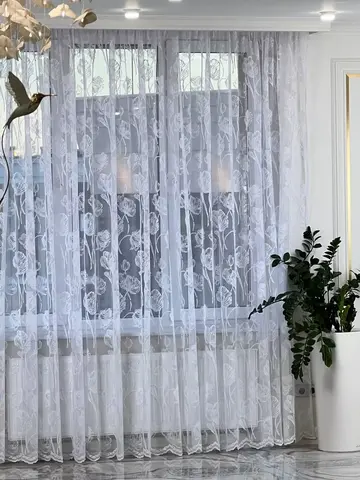Тюль белая сетка Жаккард 250х300 см