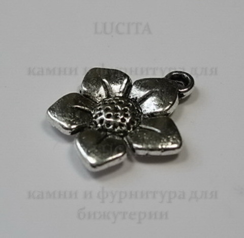 Подвеска "Цветок" 15 мм (цвет - античное серебро)