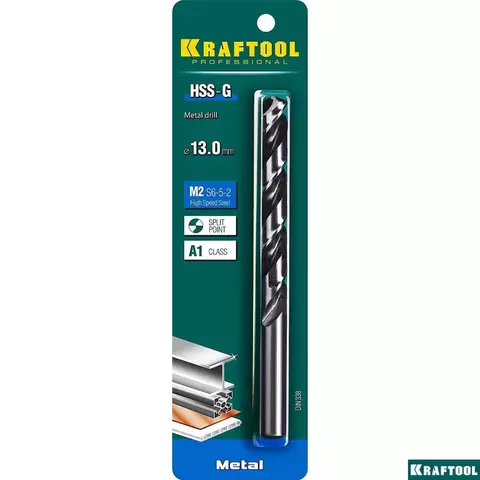 KRAFTOOL HSS-G, 13.0 х 151 мм, сталь P6M5, сверло по металлу (29651-13)