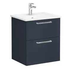 VitrA Root 68270 Тумба 60 см с квадратной раковиной, 2 ящика, матовый темно-синий фото