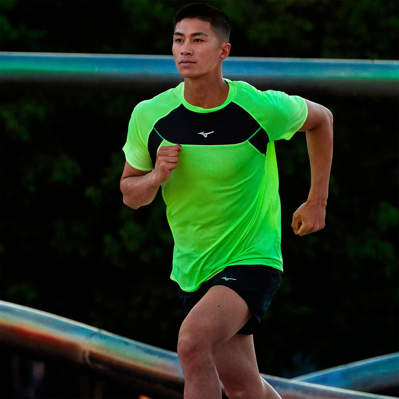 Мужская беговая футболка Mizuno DryAeroFlow Tee зеленая - 5