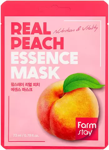 Освежающая, восстанавливающая тканевая маска с экстрактом персика Farmstay Real Peach Essence Mask 1 шт. (23 мл.)