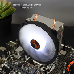 Кулер для CPU ТЕСЛА (TESLA) 920W, 1х120мм, 3-pin, Al+Cu, серебристый-черный-белый/White, 1600rpm, 47CFM, 23дБ, 2-PIPE(прямой контакт), TDP 135Вт, INTEL 1700/1200/115x/1366, AMD AM5/AM4/AM3(+)/AM2(+)/FM2(+)/FM1/754/940/939 (TSL-920-W)
